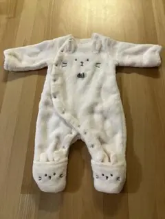 美品 50 もこもこ ウサギデザイン フリースロンパース