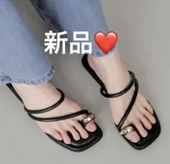 新品未使用！AMELY サムリングトングサンダル　39 黒　エメリーのサムネイル