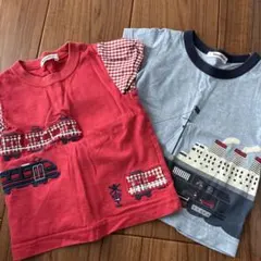familiar 船と電車プリント Tシャツ 100 ２枚セット