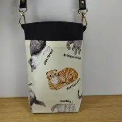 サコッシュバック(クリームに猫柄)