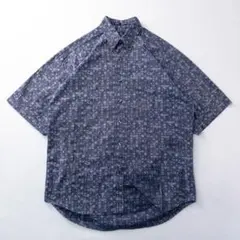 ビンテージ古着トルコ製90s 民族 幾何学 アート 点描 象形 総柄 BDシャツ