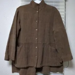 【ほぼ新品】 ラオス ジャケット シャツ コットン 日本製 ブラウン 羽織り
