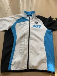asics A7 フルジップジャケット M ホワイト/ブルー/ブラック
