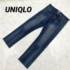 【ユニクロ】 デニムパンツ ジーンズ ストレート 32 ストレッチあり シンプル