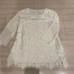 洗える】PINORE 花柄チュニック ブラウス ティアード カットワーク