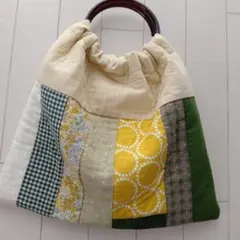 パッチワークグラニーバッグ　ハンドメイド　グリーン系