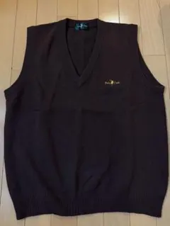 Polo Club ポロクラブ ニットベスト Vネック ブラウン L 刺繍ロゴ