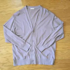 【GU】ウォッシャブルシアーニットカーディガン パープル　メンズ　Мサイズ