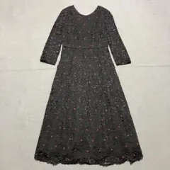 美品 ダイアグラム ボウタイ チェック ティアード ロングワンピース