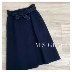 【良品】エムズグレイシー　リボン　スカート　40サイズ