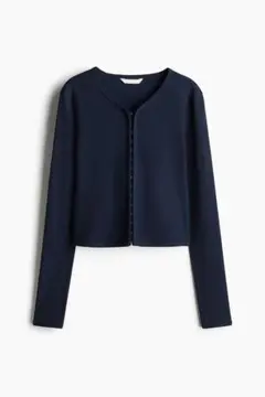 H&M エイチアンドエム　リブカーディガン　ネイビー　XS