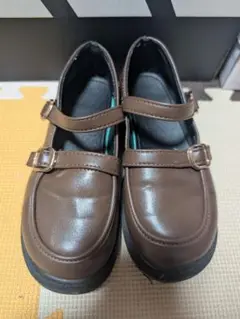 ブラウン ローファー ダブルストラップ