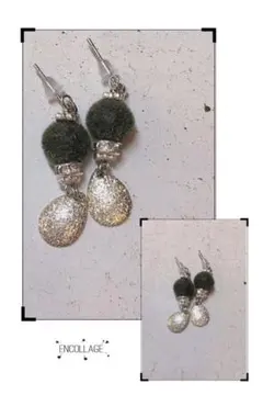 No.104 ピアス モスグリーン×スターダスト