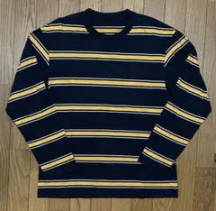 00s Y2K OLD UNIQLO ボーダー ロンT ネイビーイエロー M