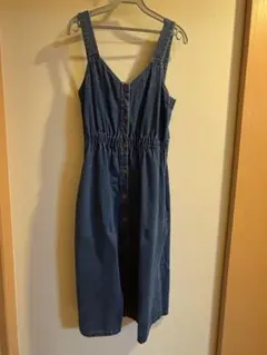 デニムブルー ボタン付きキャミワンピース