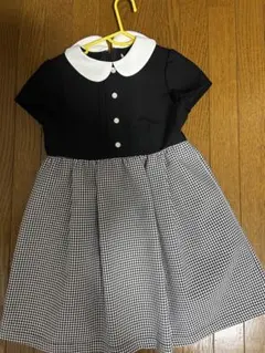 CHOPIN 半袖ワンピース 黒と白 チェック柄