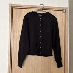 ジーユー　ストレッチ　ショート丈カーディガン　ブラック　XLサイズ