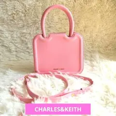 新品タグ付CHARLES&KEITH ミニハンドバッグ ショルダーバッグ ピンク