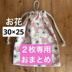 ！専用２枚30×25cm＜ピンクとグリーン＞給食袋　体操服袋巾着袋　男の子女の子