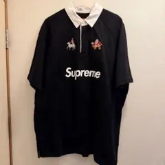 Supreme ラガーシャツ 半袖 ブラック XL