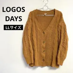 LOGOS DAYS カーディガン ケーブル編み LLサイズ マスタードイエロー