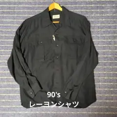 90’s レディース　レーヨンシャツ　ブラック