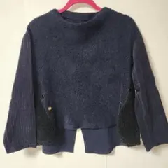 【値下げ】ボア×コーデュロイ 長袖トップス ネイビー