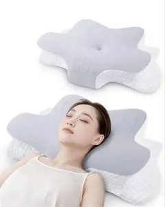 【新品】低反発枕 首が負担にならない 快眠 安眠まくら 横向き寝 洗濯可　グレーのサムネイル