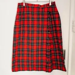 ヴィンテージ✨USA古着✨スカート　タータンチェック ラップ風スカート　赤　希少