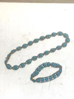 ターコイズストーン ネックレスとブレスレットセット トルコ石