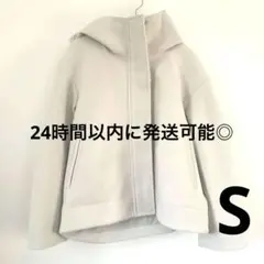 【新品】GU コージーメルトンショートフーディコート ナチュラル S 春まで