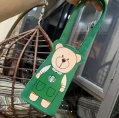 新品 ベア柄 スタバ タンブラー カバー ホルダー　クマ　ブラック　手提げ　黑のサムネイル