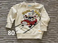 Disney★ミッキー トレーナー クリーム色 薄ベージュ 80