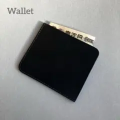 札入れ　レザー　ハンドメイド　本革　財布　コンパクト　シンプル　ブラック