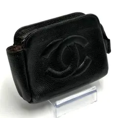 シャネル CHANEL キャビアスキン ポーチ 小物入れ コンパクト ブラックのサムネイル