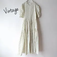 ヴィンテージ古着 小花柄ティアードワンピース ロング 半袖シャツドレス