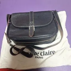 marie claire 黒　ブラック　レザー ショルダーバッグ