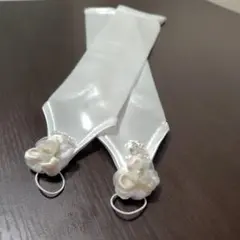 ウェディンググローブ フラワー装飾 ホワイトサテン