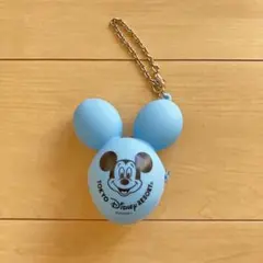 ミッキーバルーン【Disney】バックチャーム ケース付 風船 青 水色 美品