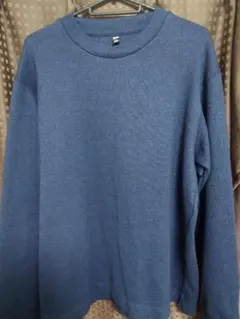 【UNIQLO】メンズソフトニットフリースクルーネックT （ブルー）size М
