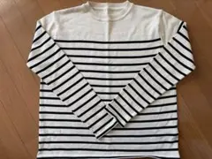 SHEIN ボーダー ニットトップス 長袖 白黒 薄手