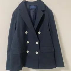 SHIPS シップス コットンリネンオックスダブルジャケット ネイビー 36