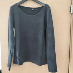 UNIQLO 黒 リブ長袖Tシャツ L