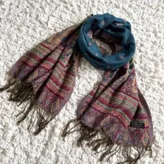 100% PASHMINA パシュミナ 大判ストール ペイズリー柄 エスニック