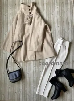 新品未使用　スタンドカラーミドル丈コート　ベージュL