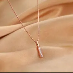 ローズゴールド バーペンダント ネックレス