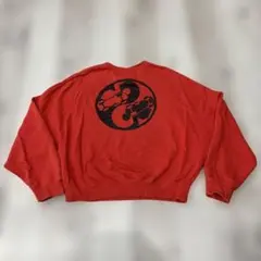 陰陽グラフィック！希少 Stussy 赤 短丈トレーナー M.Lサイズ