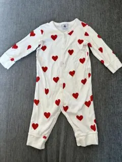 お値下げ【美品】PETIT BATEAU ハート柄ロンパース 12m 74cm