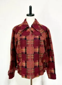 m956◆22 OCTOBRE◆赤系チェック柄◆ウールジャケット◆38サイズ