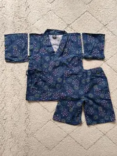 甚平 花火柄 ネイビー 110cm キッズ
